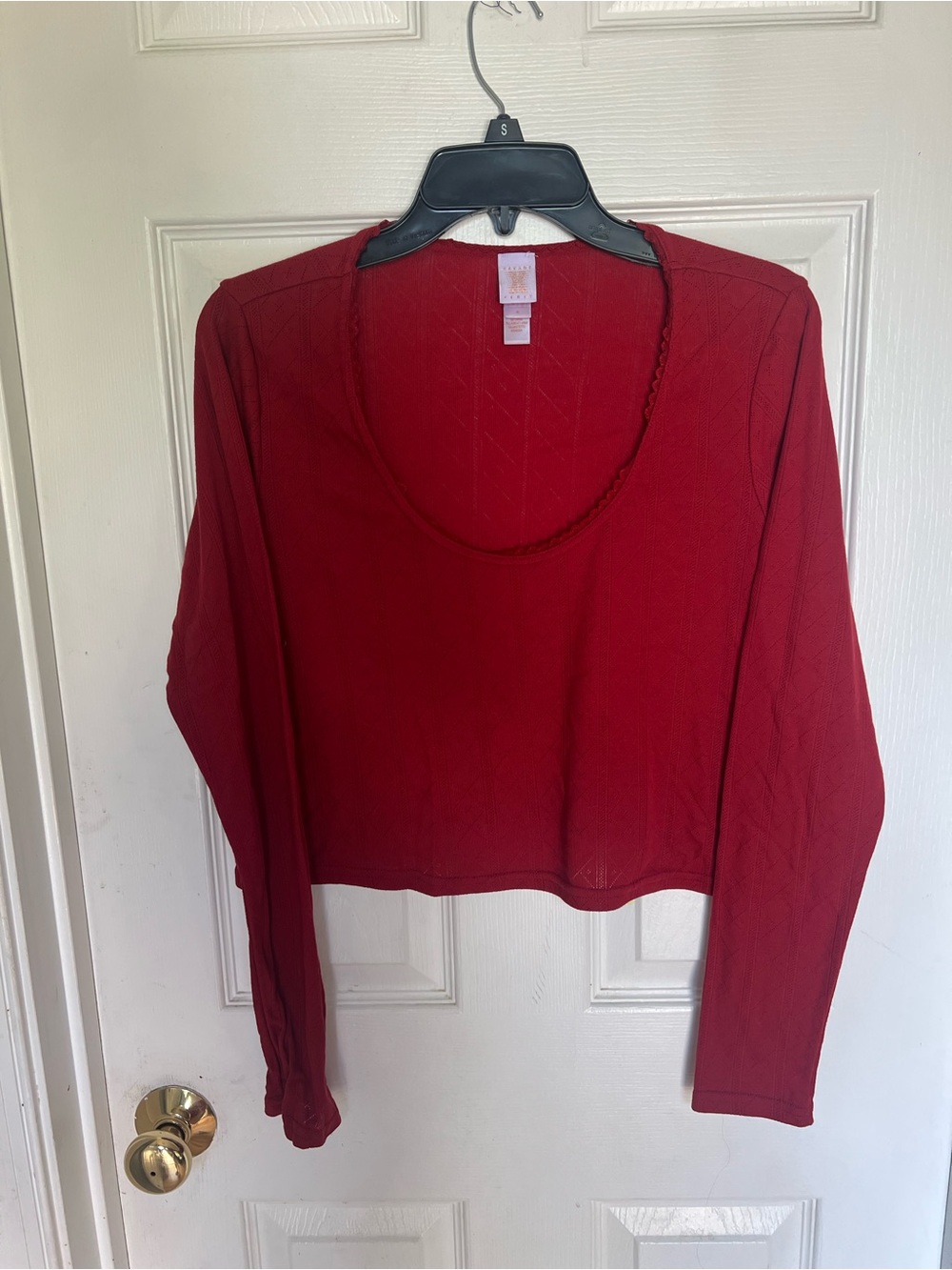 Savage X Fenty Deep Red Scoop-Neck Long Sleeve Top